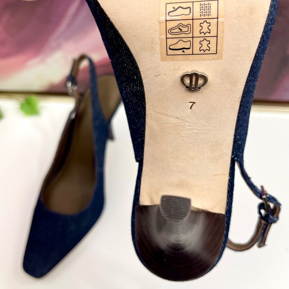 PAIGE Kaela‎ Slingback Square Toe Pump in Denim Size 7 - Picture 9 of 10